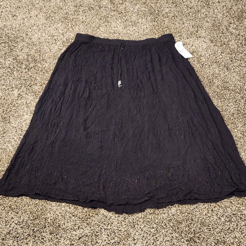 Vintage 90's Women's XL Peasant Drawstring Embroidered Hippie Maxi Skirt. NWT.